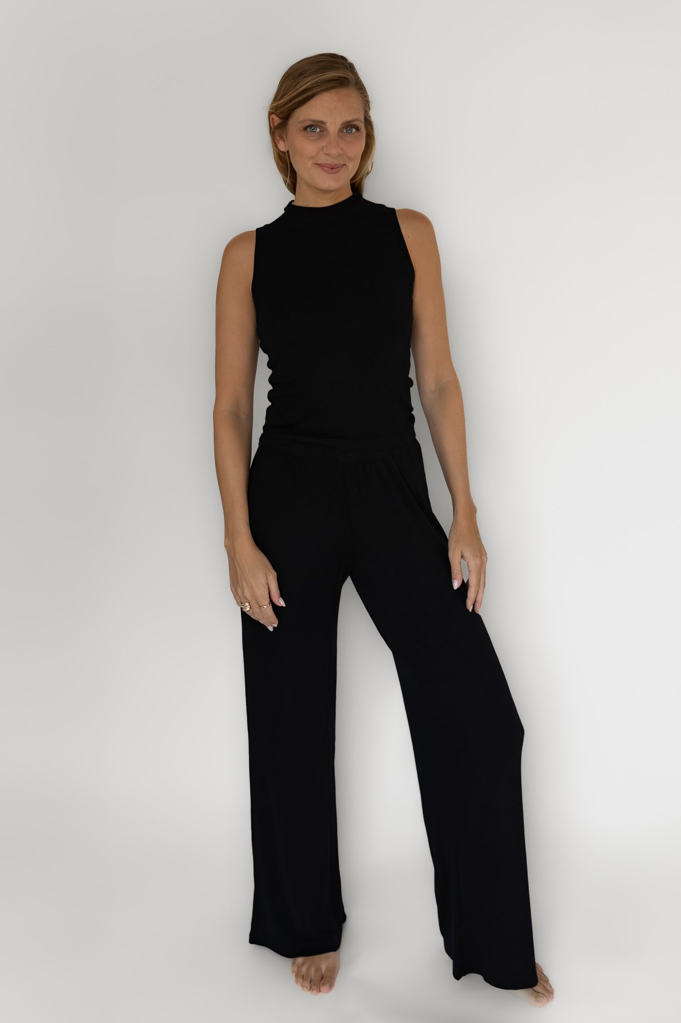 RIB PANTS MODAL BLACK