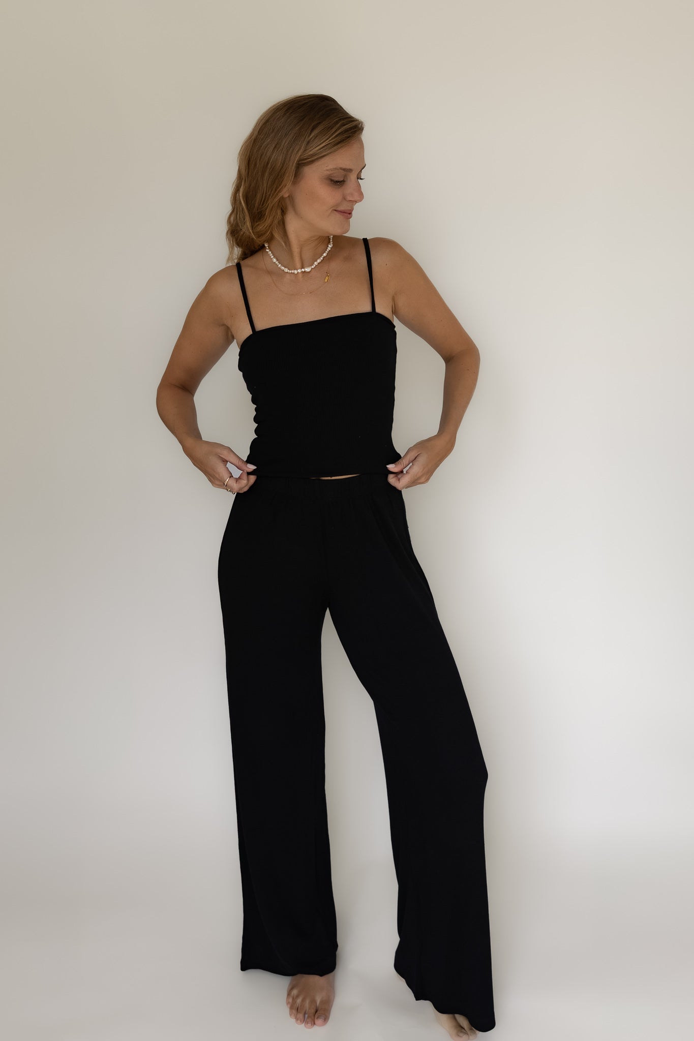RIB PANTS MODAL BLACK