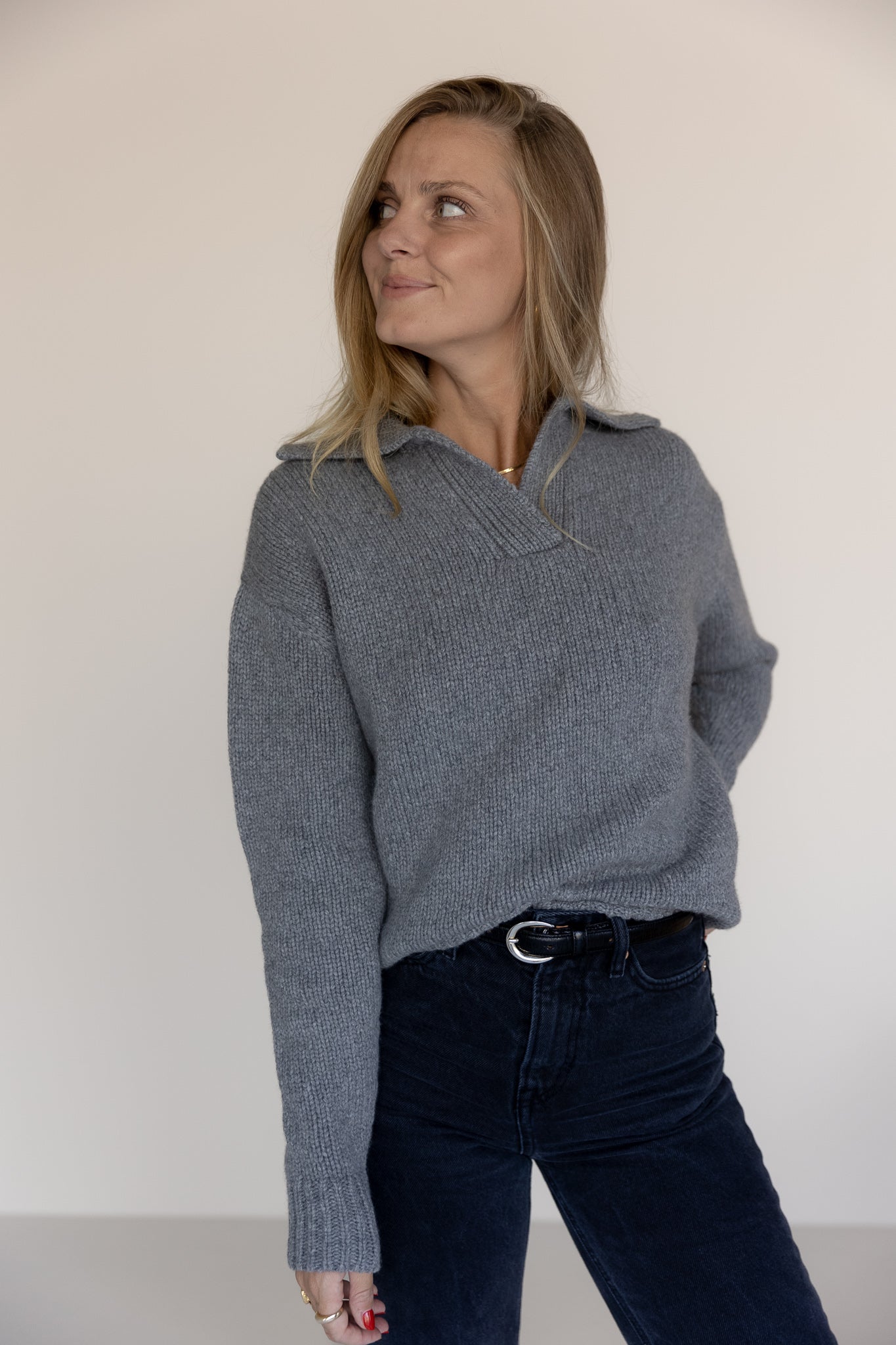 V-NECK SWEATER CASHMERE GREY