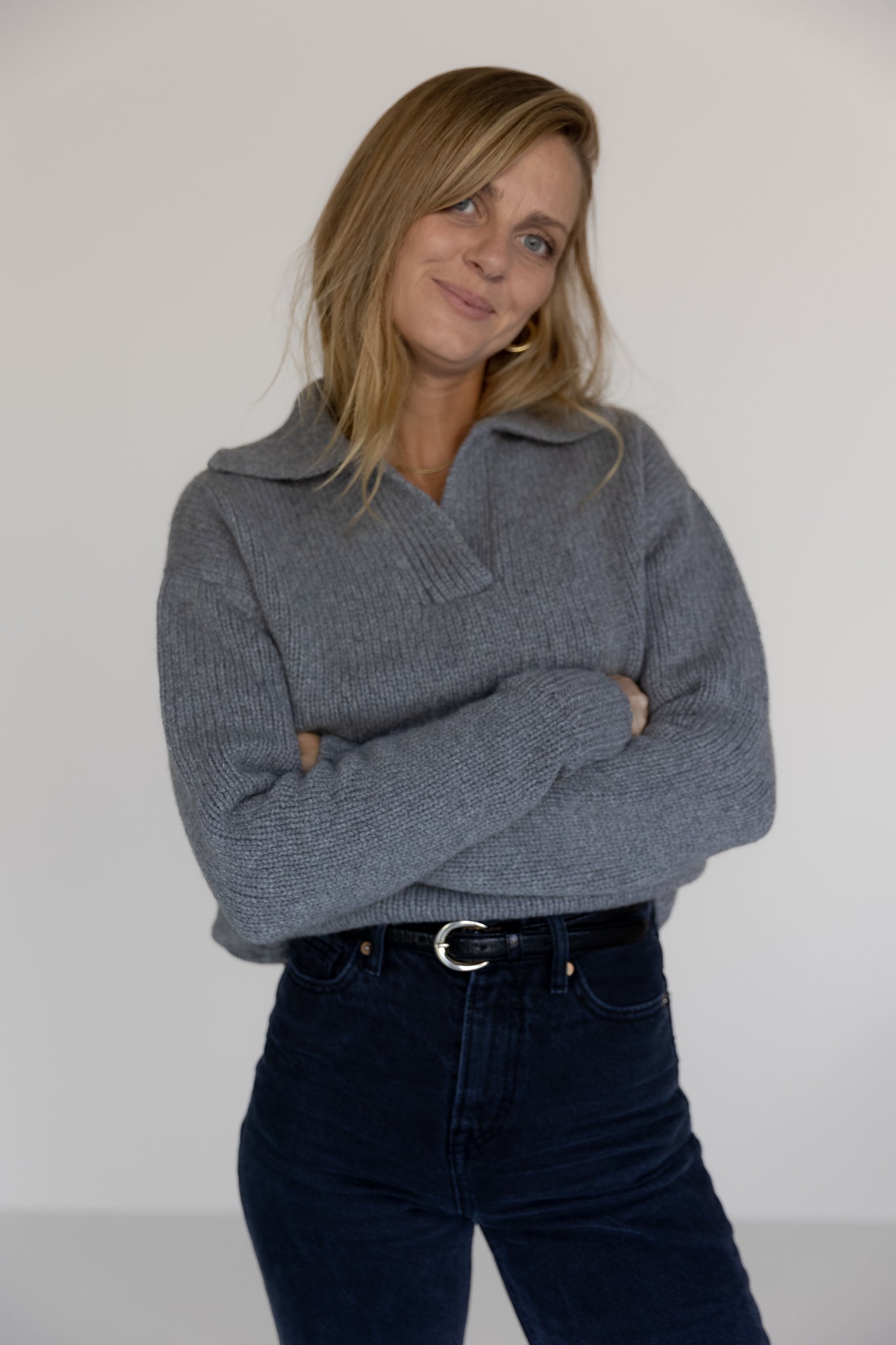 V-NECK SWEATER CASHMERE GREY