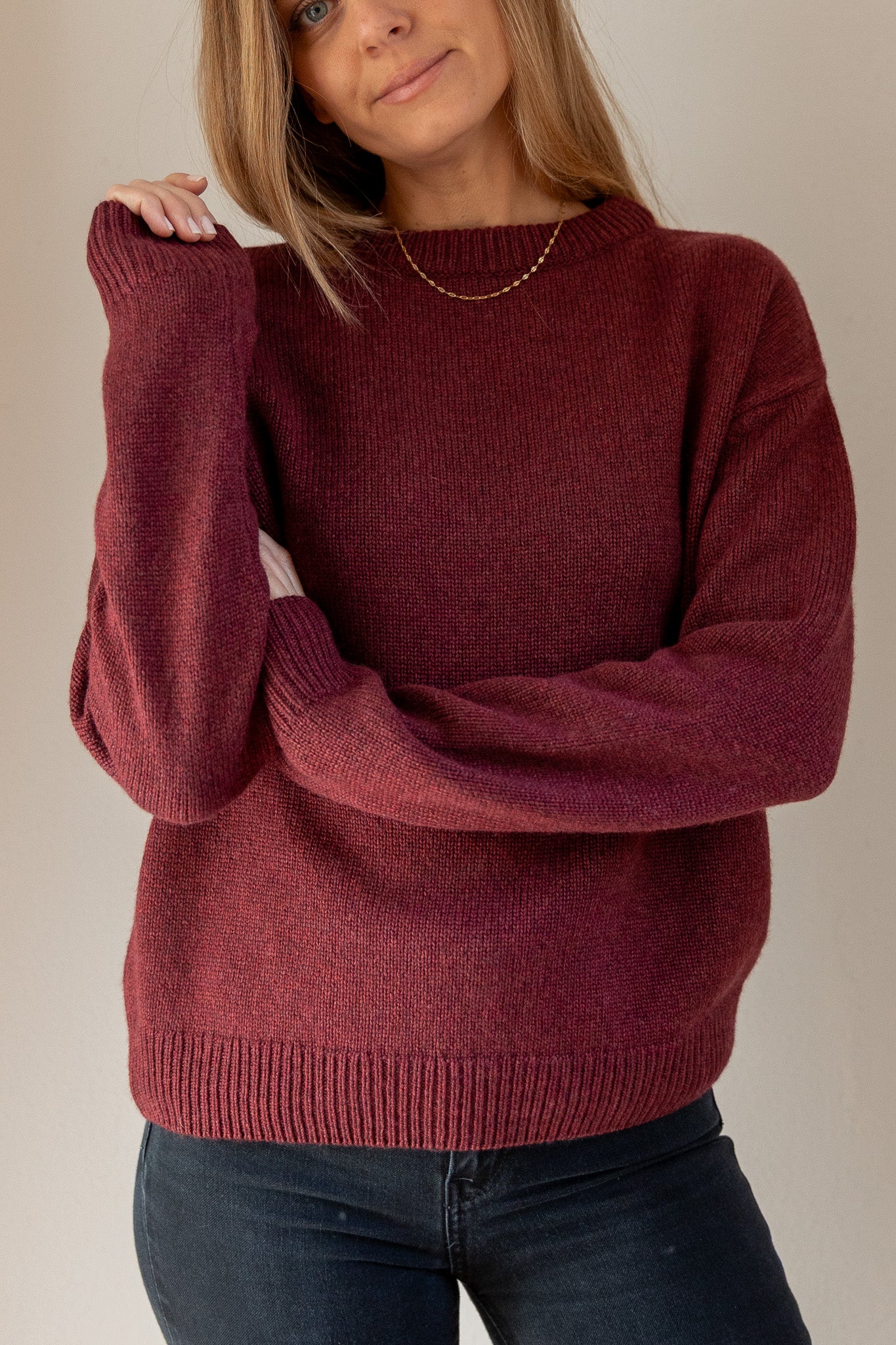 CREWNECK SWEATER CASHMERE/SILK BURGUNDY