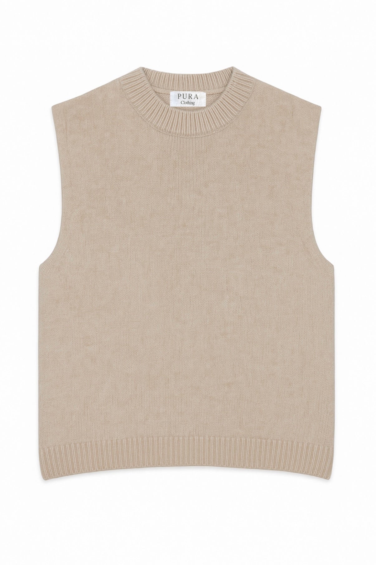 MOCK NECK TANK CASHMERE/SILK GREIGE