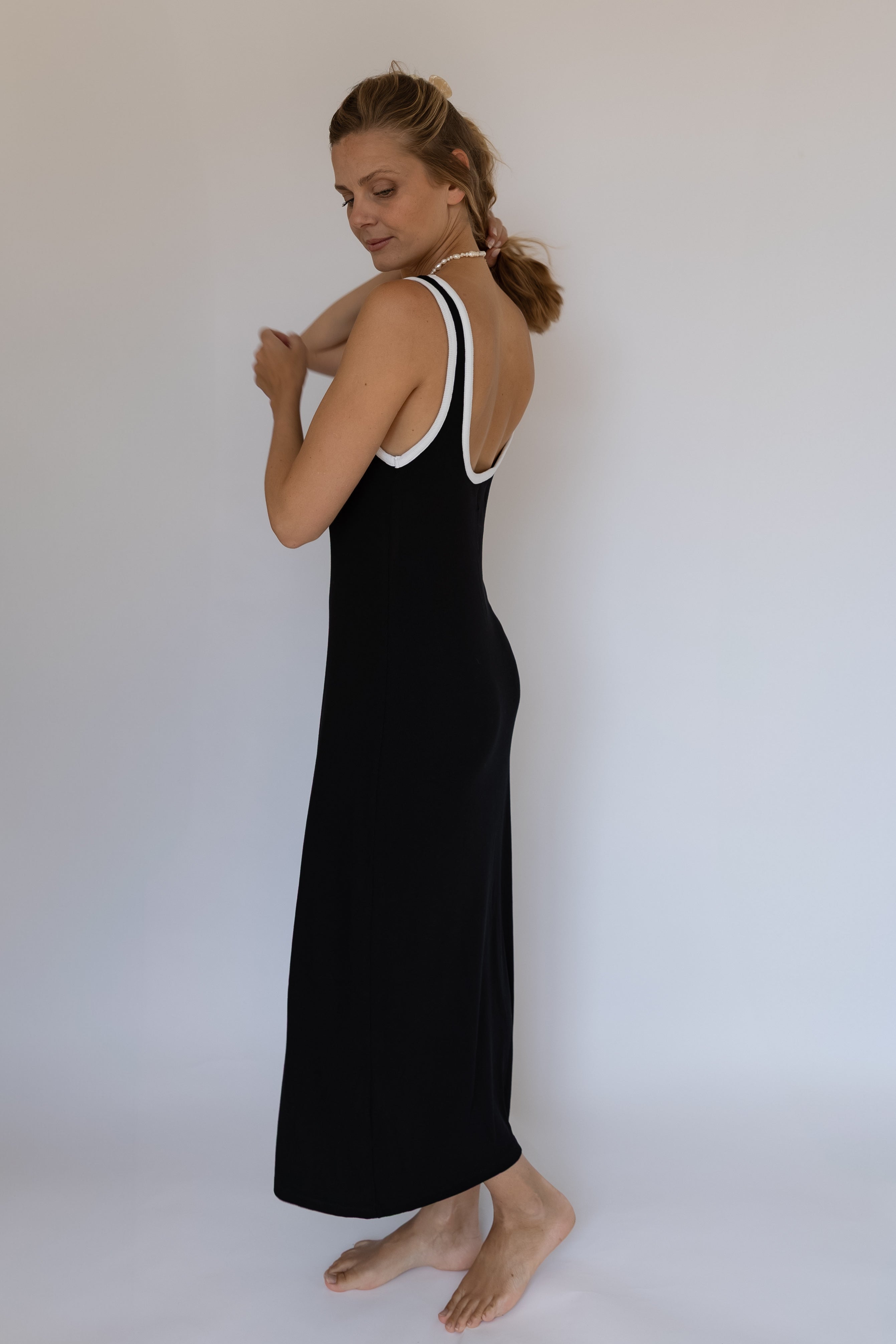 MIIA RIB DRESS MODAL BLACK