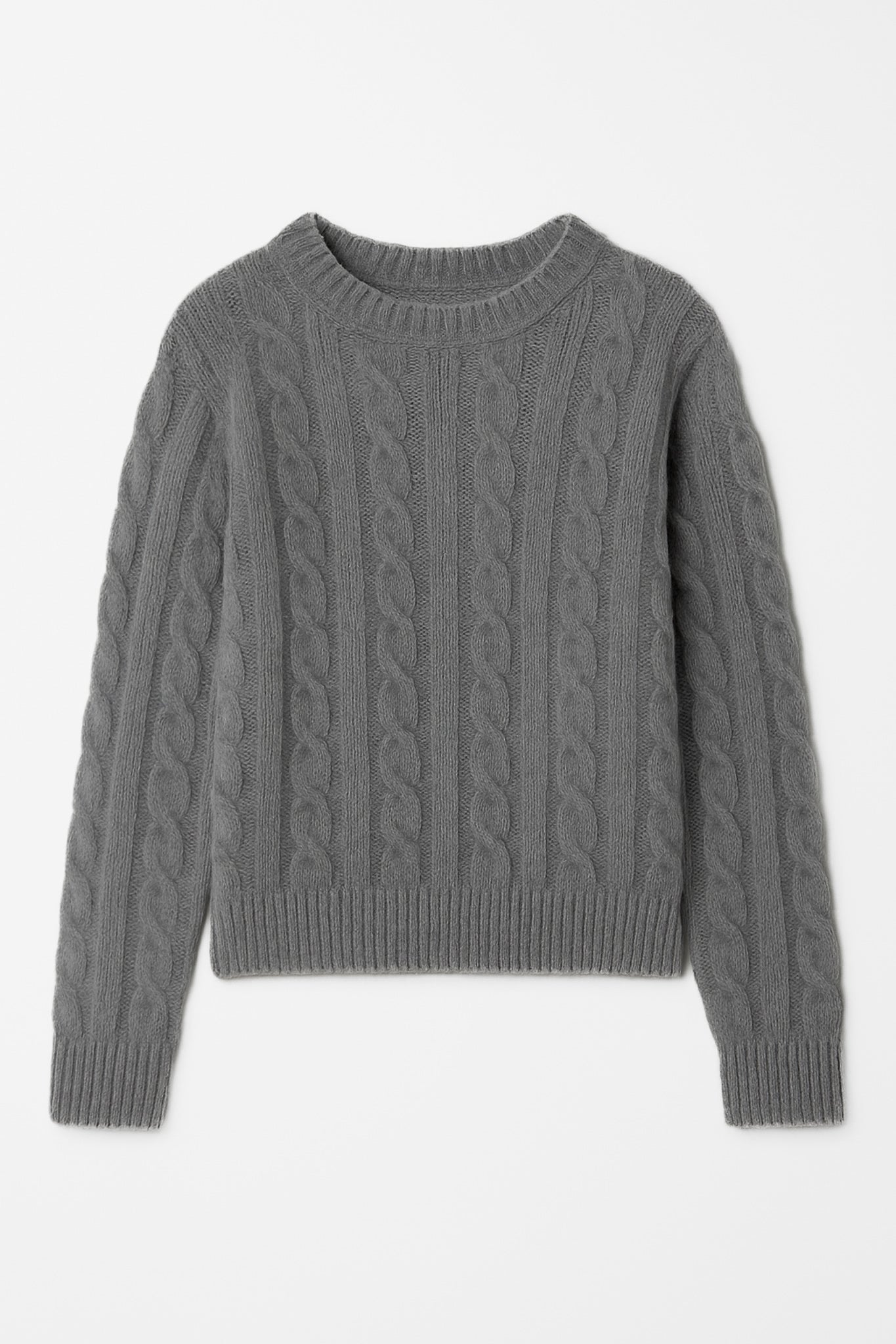 CABLE KNIT SWEATER CASHMERE GREY
