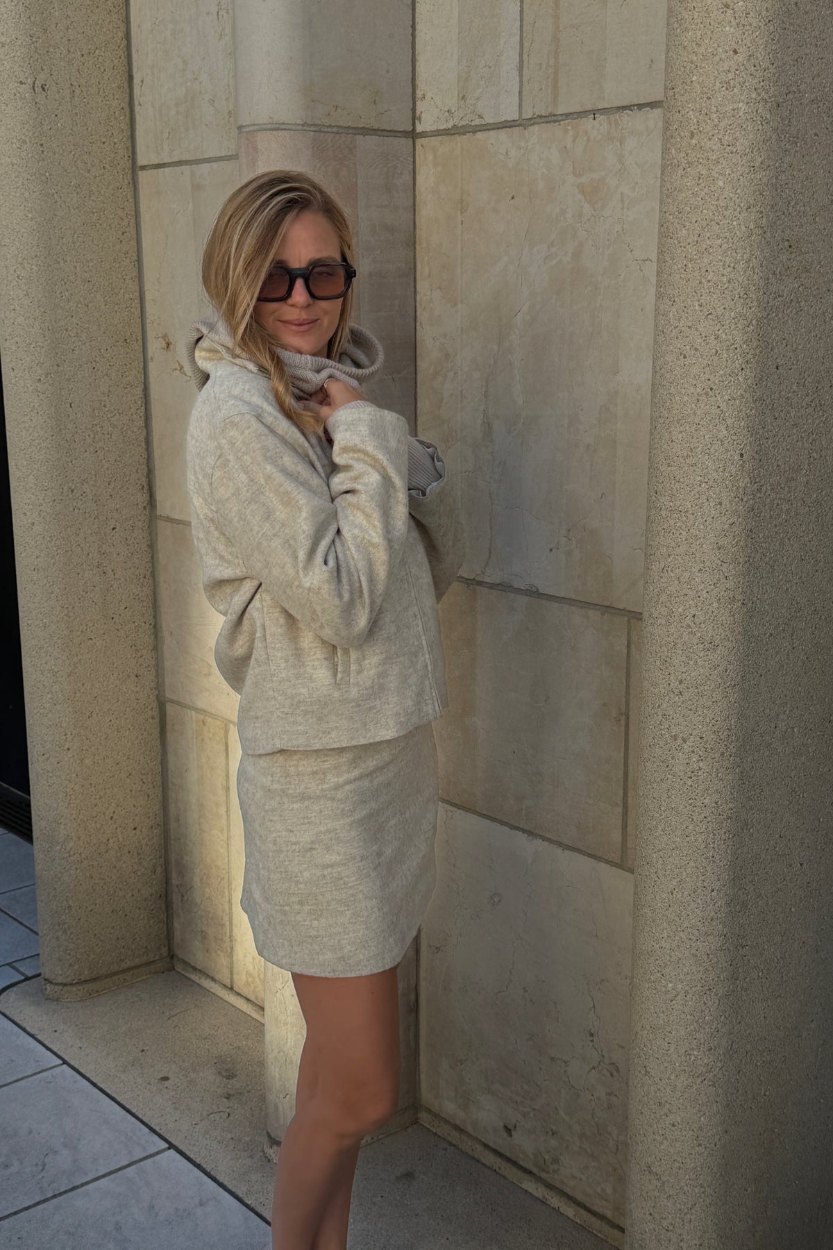 SIGNATURE JACKET 100% MERINO WOOL BEIGE MELANGE