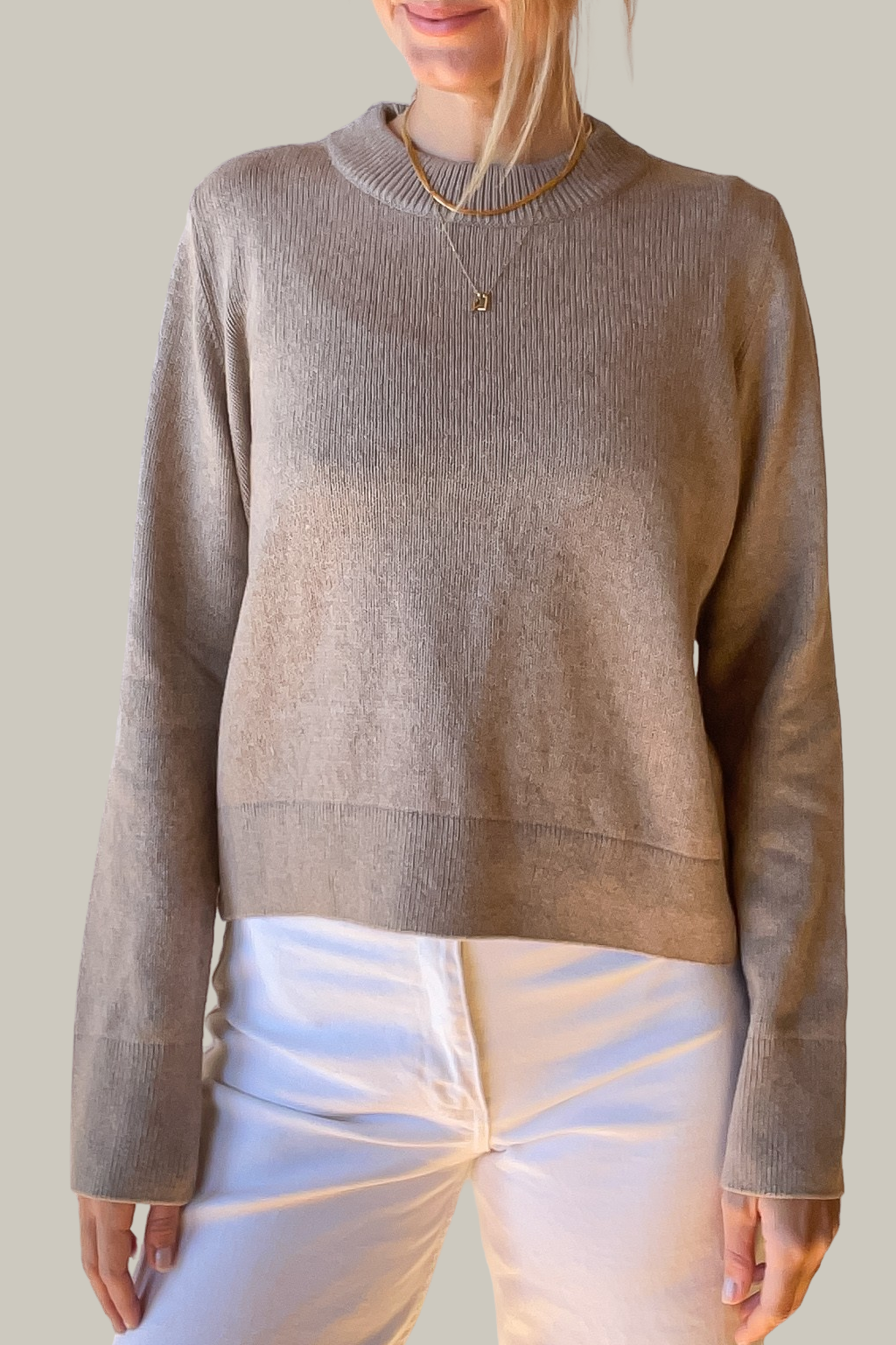 ATIN SWEATER TAUPE (CASHMERE/COTTON)