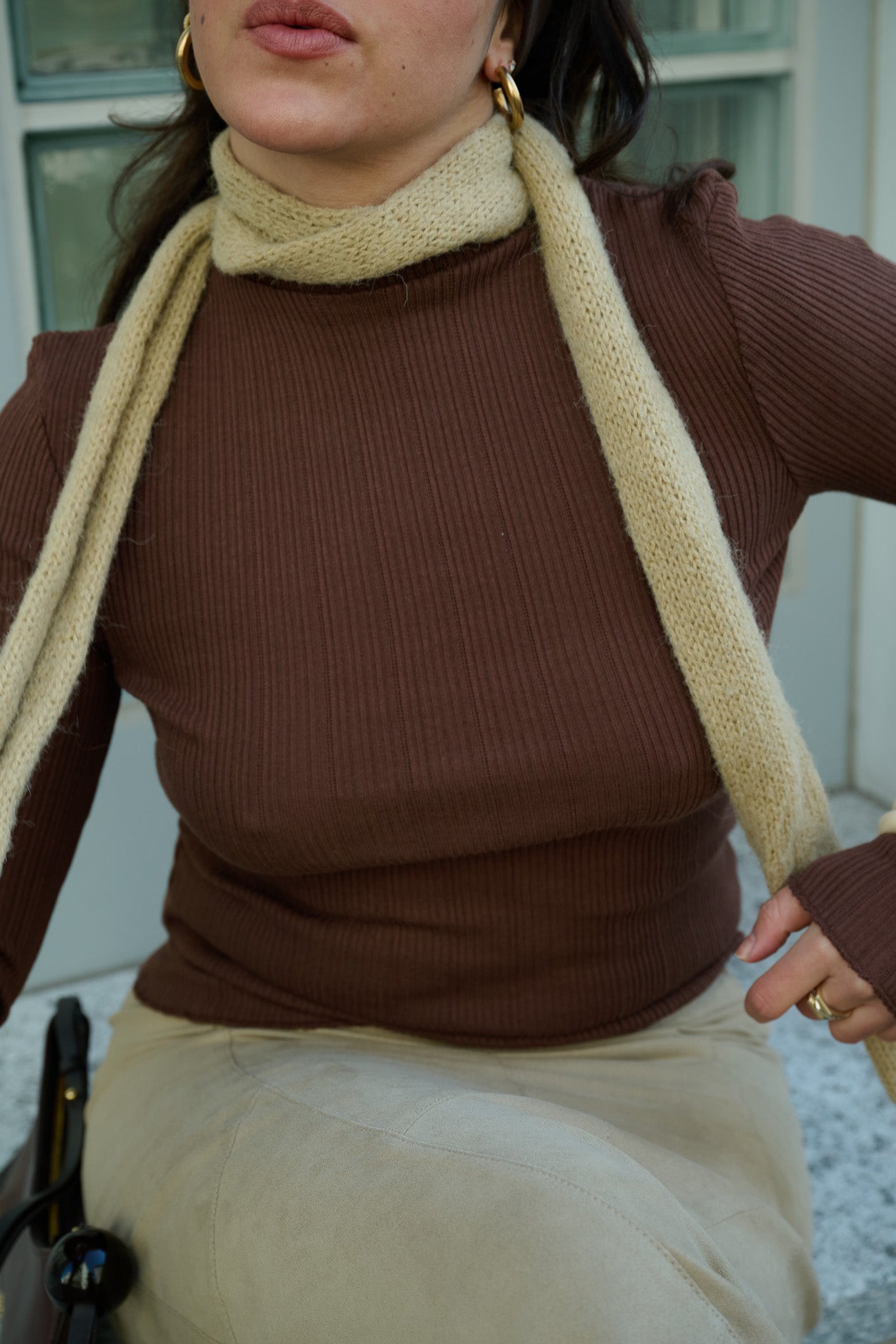 mockneck LANGARM RIPPenstrick modal/biobaumwolle braun 