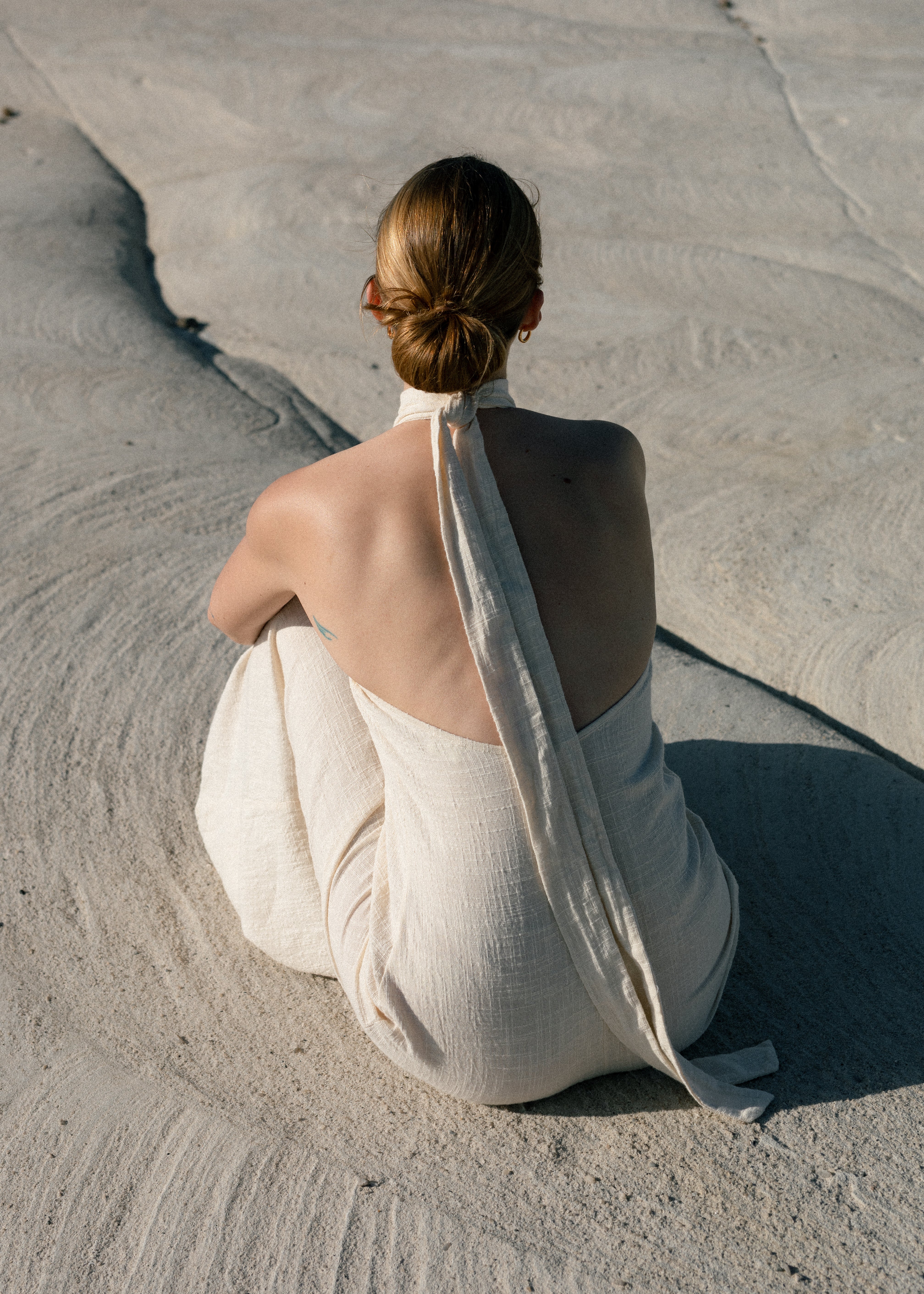 Rückenfreies maxi dress 100% biobaumwolle weiss