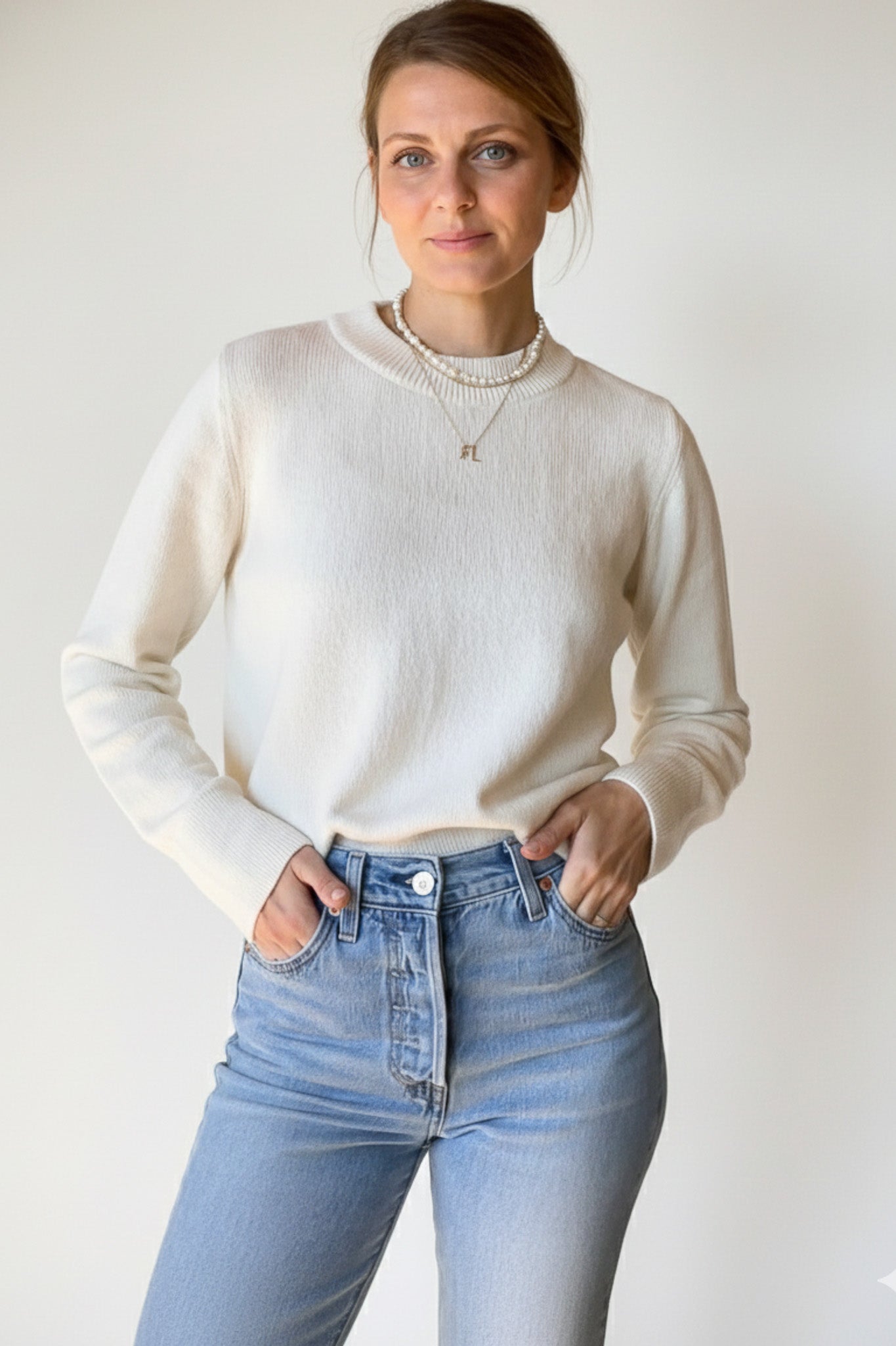 ATIN SWEATER ECRU (CASHMERE / COTTON)