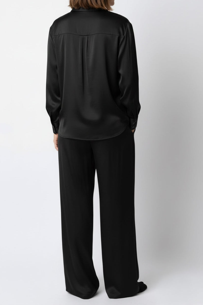 green emerald velvet dress Black Wide Leg Drawstring Pants with Pockets
