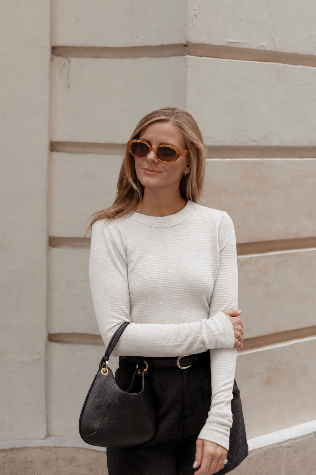 MERINO WAFFLE CREWNECK SWEATER WHITE