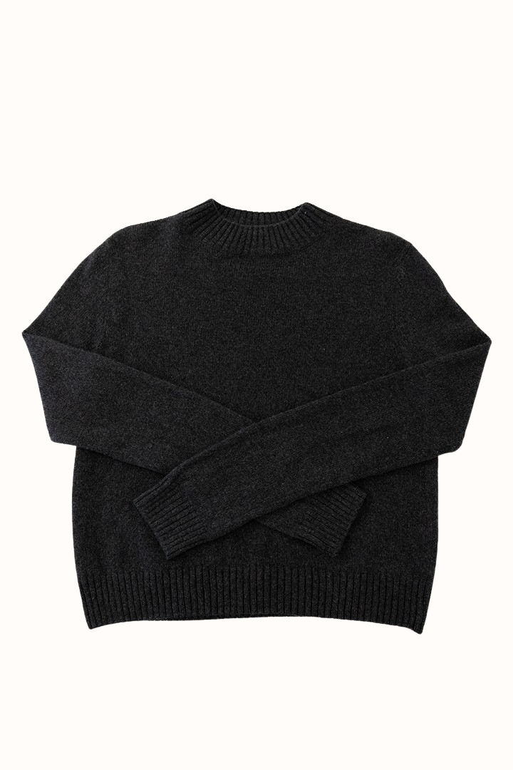 MOCK NECK SWEATER CASHMERE - DARK GREY