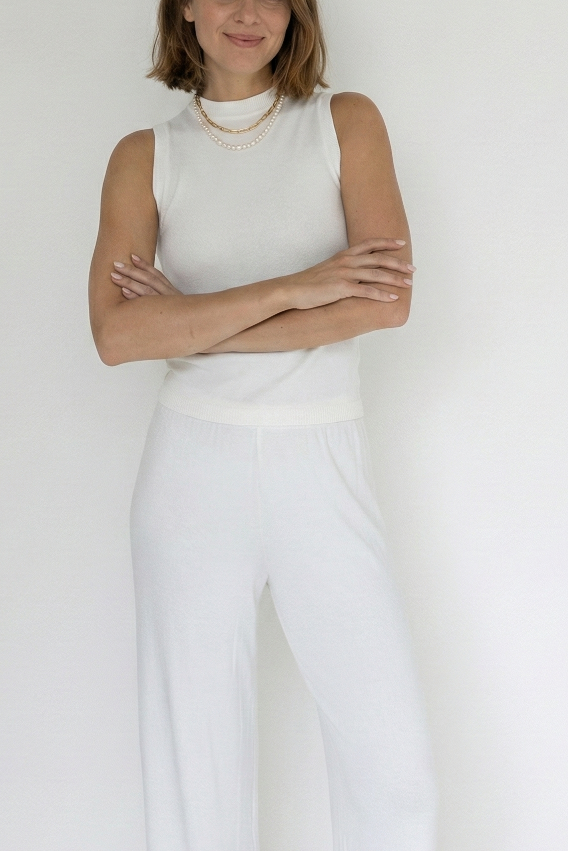 MOCK NECK TANK RIB WHITE