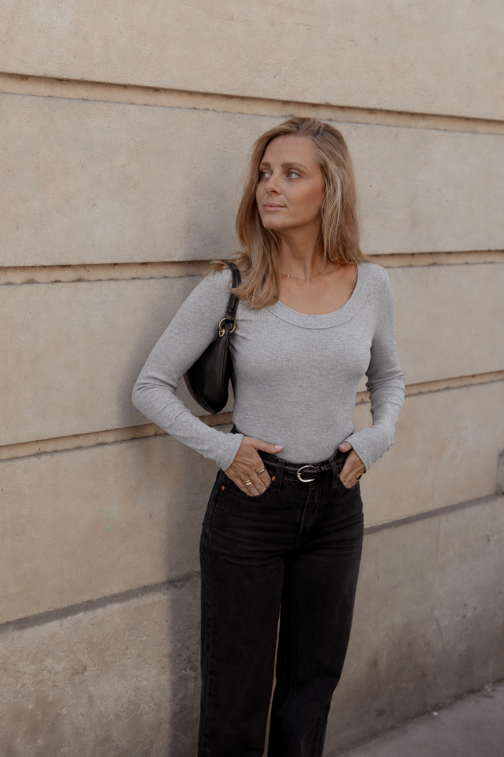 SCOOP NECK SWEATER COTTON GREY